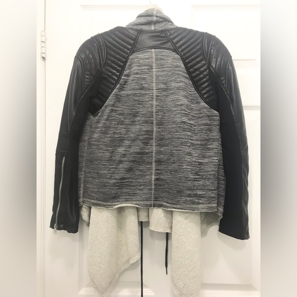 Blank NYC Faux Leather Sleeve Drape Front Jacket - Picture 5 of 7